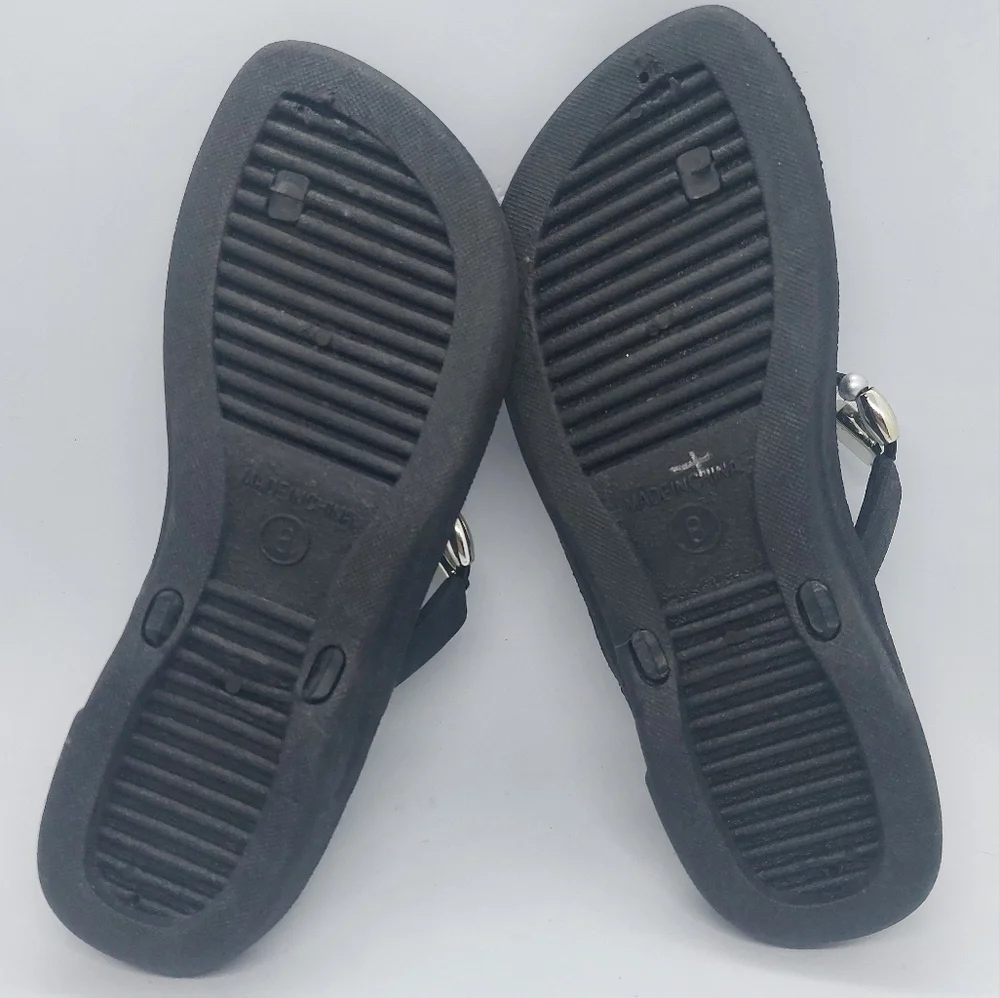 Kristen's Kloset Sandals Beach Pool Thong Jeweled Flip Flops Black Size 8